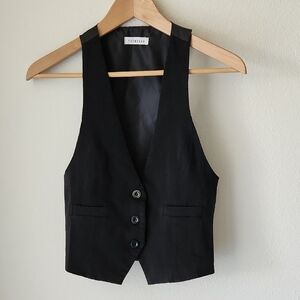 THEMOGAN Black Women Vest three button Sz S office minimalist classic preppy